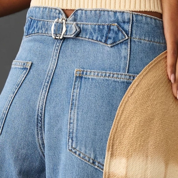 Anthropologie Pilcro Corset High Rise Crop Culotte Jeans Women’s Size 28 - Picture 3 of 10